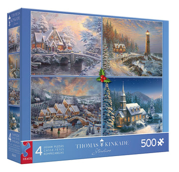 Ceaco - 4 In 1 Multipack - Thomas Kinkade - Holiday - (4) 500 Piece Jigsaw Puzzles