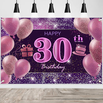 30Th Birthday Decorations For Girls Happy Birthday Banner Pink Decorations For A Party Birthday Backdrop For Women
