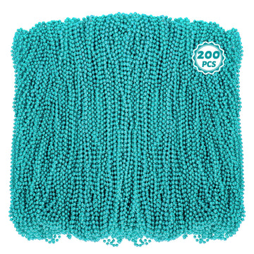 Huskein 200PCS Mardi Gras Beads, 33'' Mardi Gras Accessories, Lakeblue Bead Necklaces, Parade Party Beads Bulk Women Men Party F