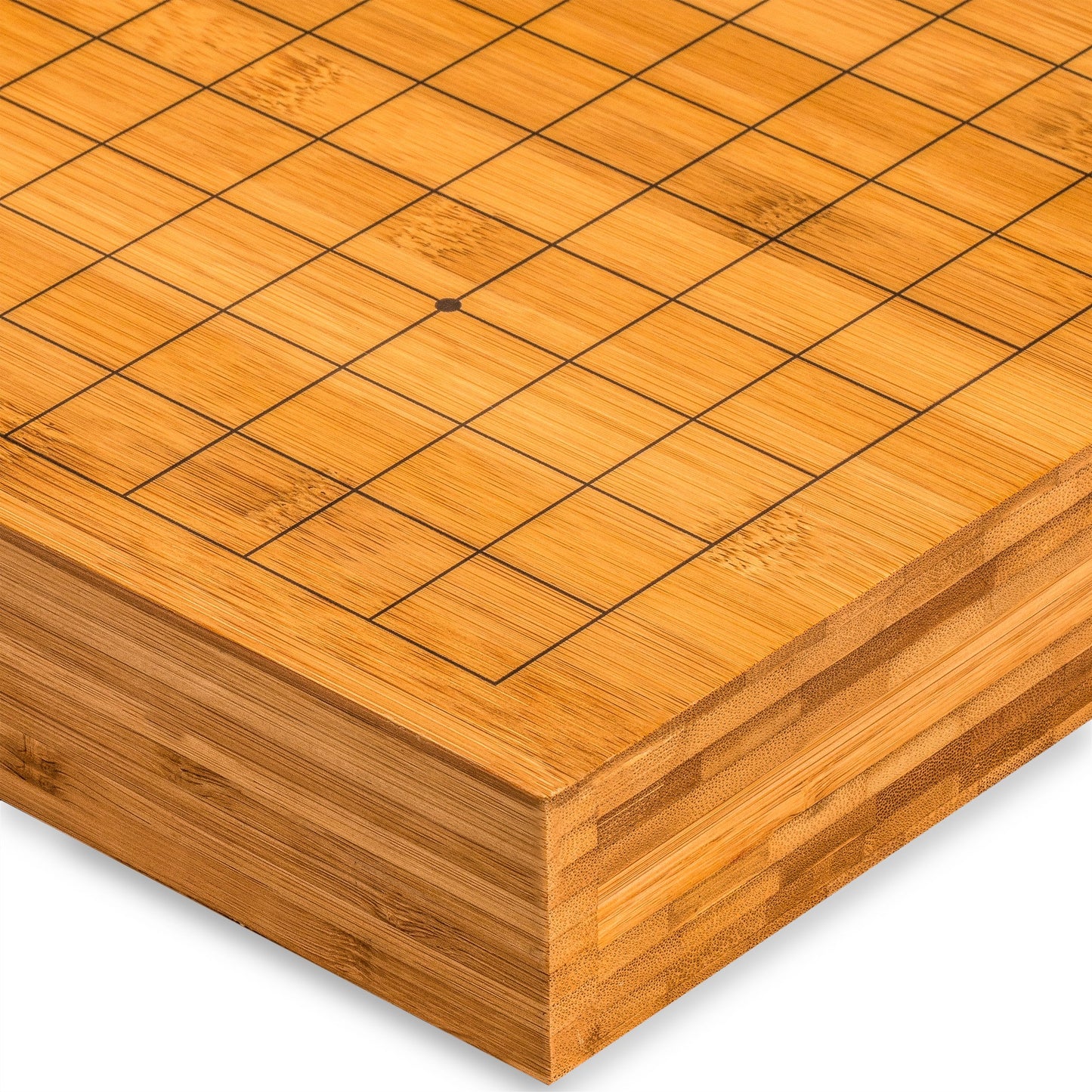 Yellow Mountain Imports Bamboo Go Game Set - 2-Inch Reversible Board, Double Convex Melamine Stones, Brown, Model YN-TB002-C_FX-SB001-A