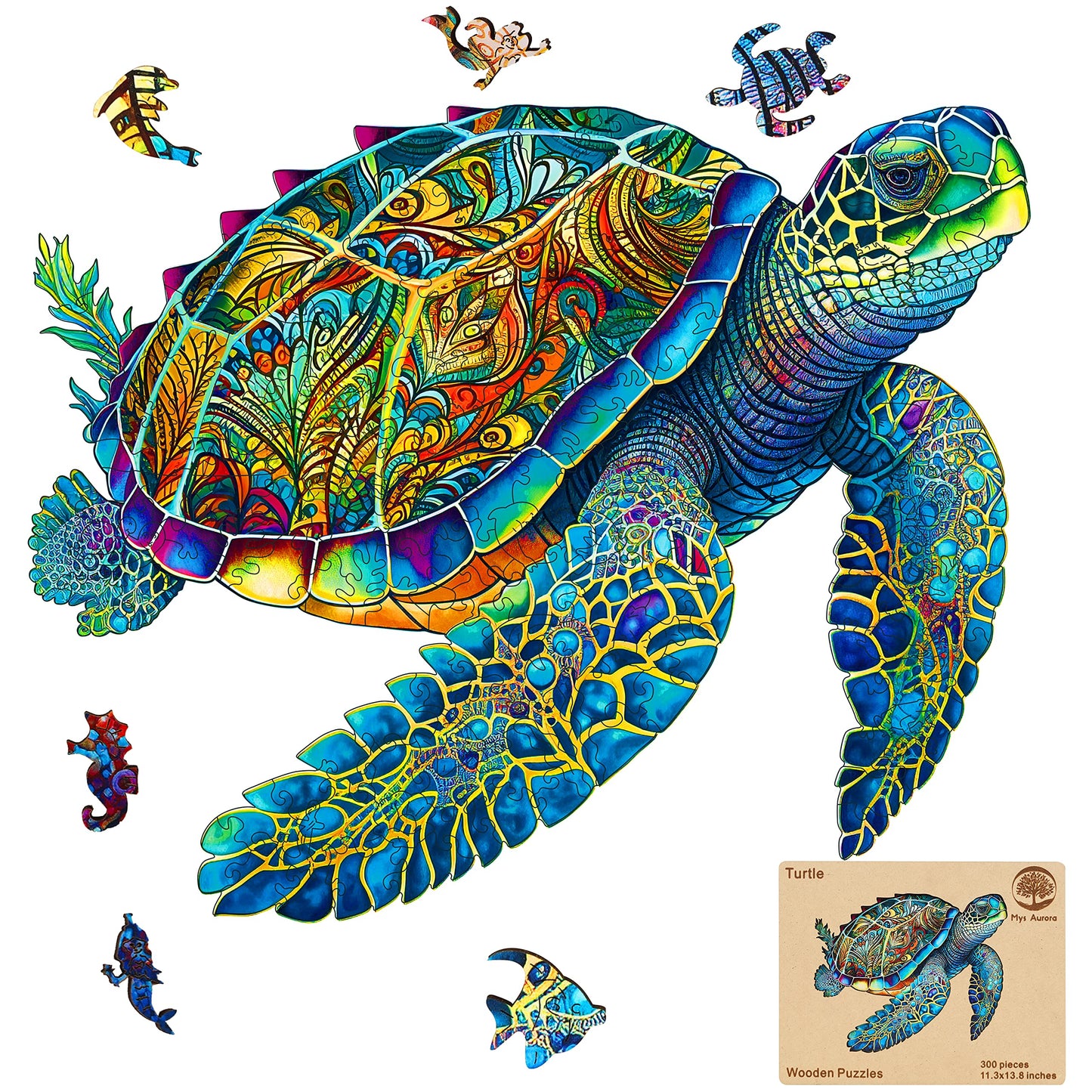 Wooden Jigsaw Puzzle For Adults And Kids Unique Shape Wood Colorful Beautiful Box Fun Challenge Brain Health Family Game Creativ
