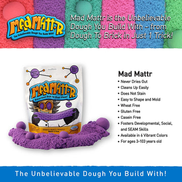 Mad Mattr Super-Soft Modelling Dough Compound That Never Dries Out By Relevant Play (Purple, 10Oz)