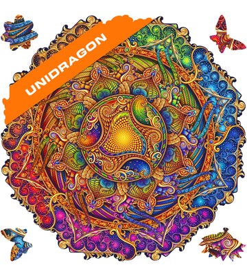 Unidragon Original Wooden Jigsaw Puzzles - Mandala Inexhaustible Abundance, 350 Pcs, King Size 13''X13'', Beautiful Gift Package