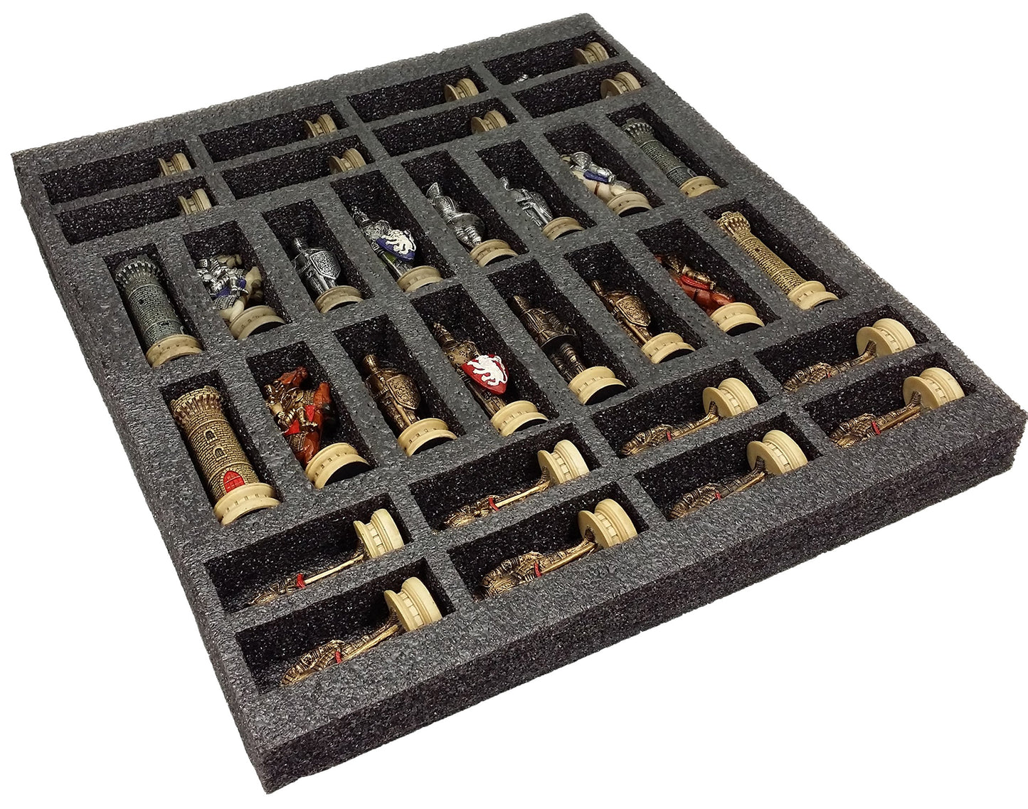 HPL Medieval Times Chess Set - Gold and Silver Armored Warrior Knights - Model 43227-1572 - Resin Pieces - No Board Included