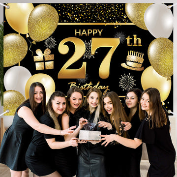 27Th Happy Birthday Banner Birthday Decorations For Men Birthday Party Decorations Birthday Backdrop