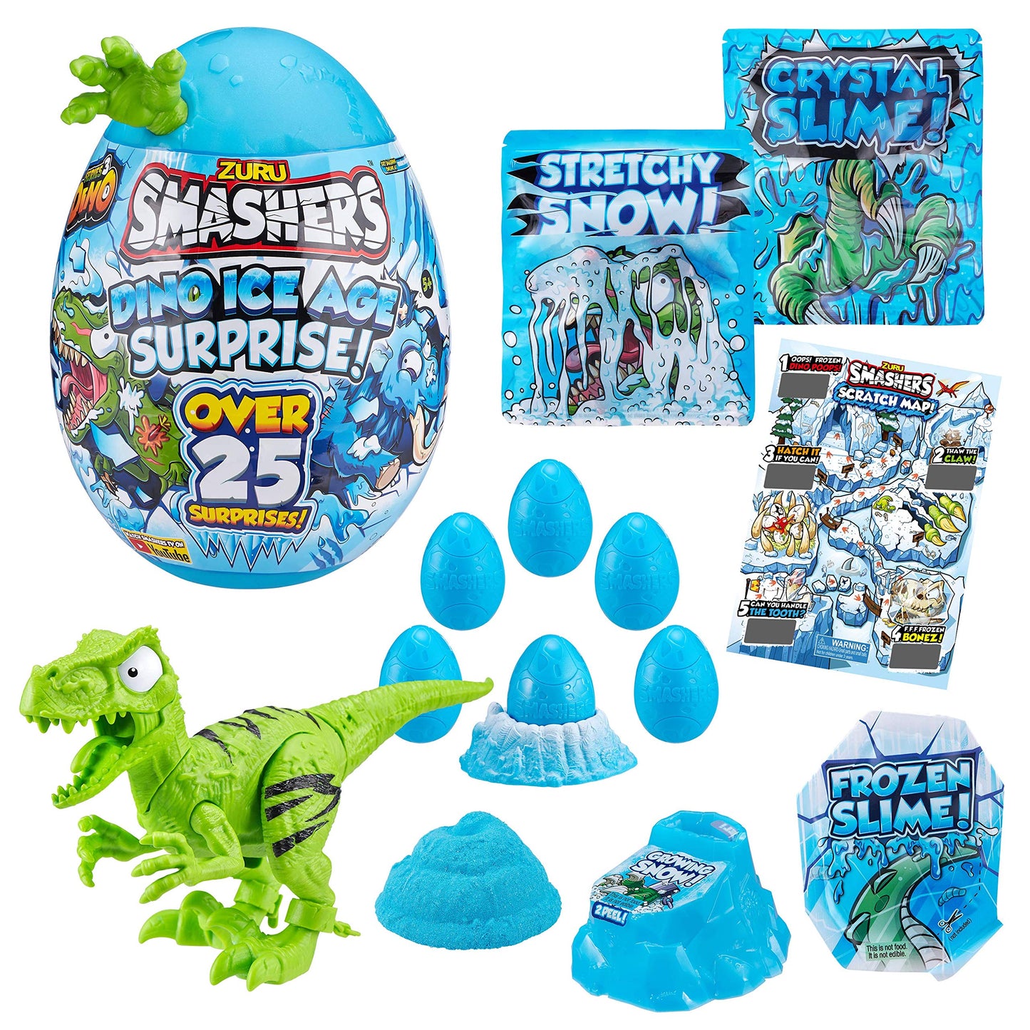 Smashers Dino Ice Age Mammoth Series 3 By Zuru Surprise Egg With Over 25 Surprises! - Slime, Dinosaur Toy, Collectibles, Toys For Boys And Kids, Blue