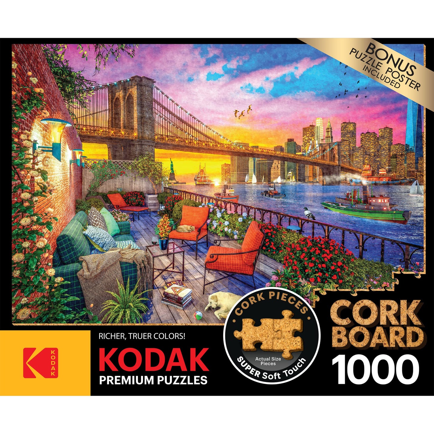Roseart - Kodak Premium Cork - Manhattan Balcony Sunset - 1000 Piece Jigsaw Puzzle For Adults