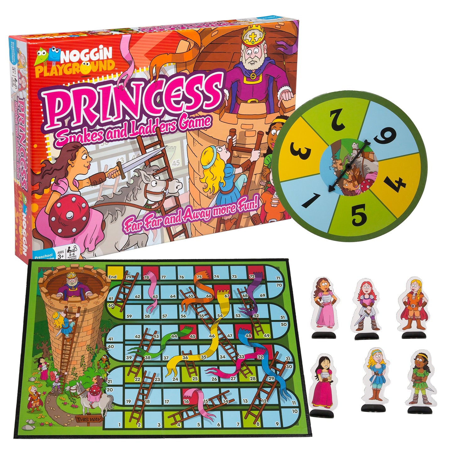Princess Snakes And Ladders Preschool Game - No Reading Required - Early Learning Basic Couting Game For Kids Ages 3 And Up - For 2 To 6 Players By Outset