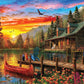 Springbok'S 1500 Piece Jigsaw Puzzle Cabin Evening Sunset - Made In Usa