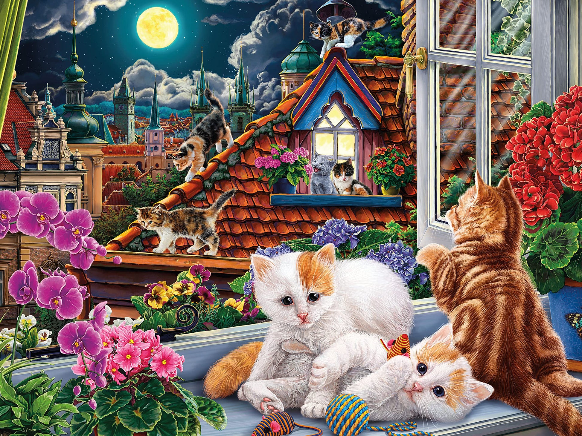 Ceaco - Harmony - Image World - Kittens In The Moonlight - 500 Piece Jigsaw Puzzle