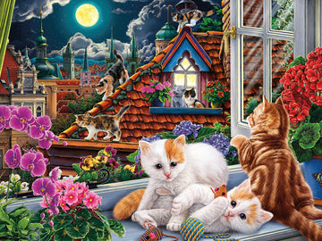 Ceaco - Harmony - Image World - Kittens In The Moonlight - 500 Piece Jigsaw Puzzle