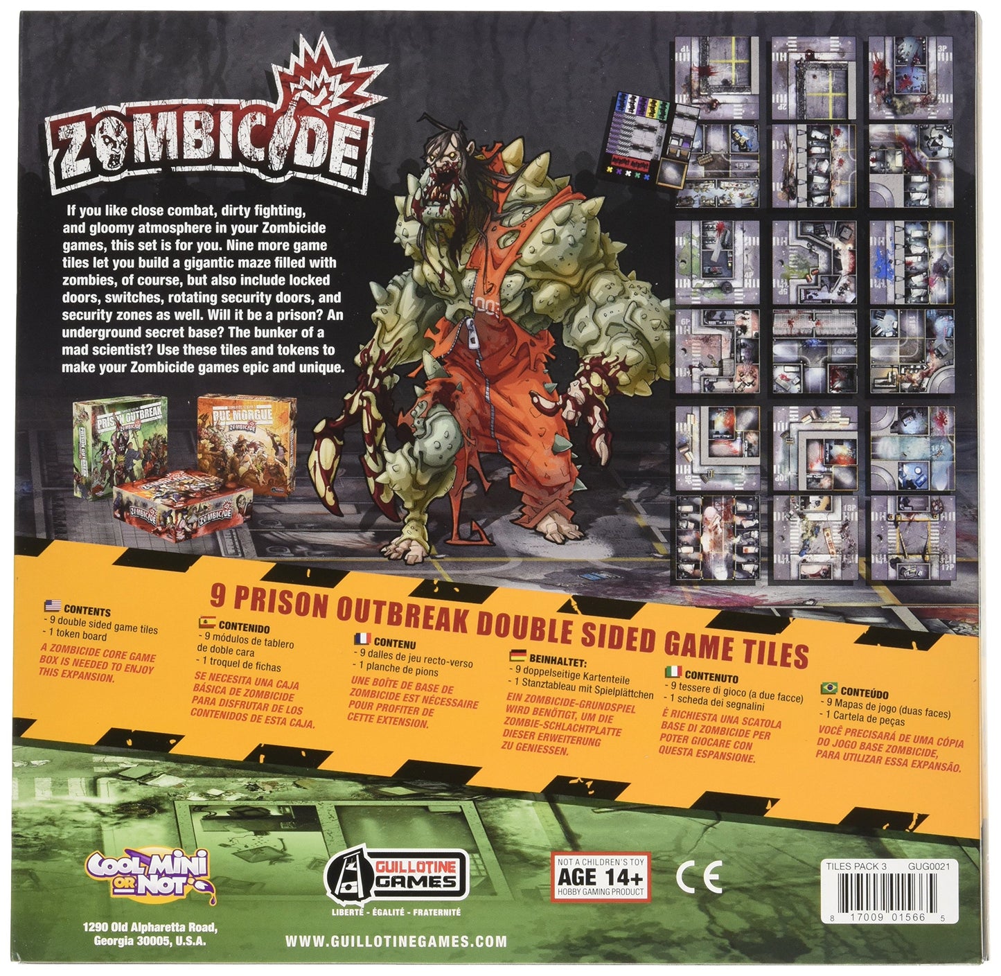 Cmon Zombicide Season 2: Prison Outbreak 9 Double-Sided Game Tiles - Enhance Your Zombie Apocalypse Experience! Cooperative Strategy Game, Ages 14+, 1-6 Players, 1 Hour Playtime, Made