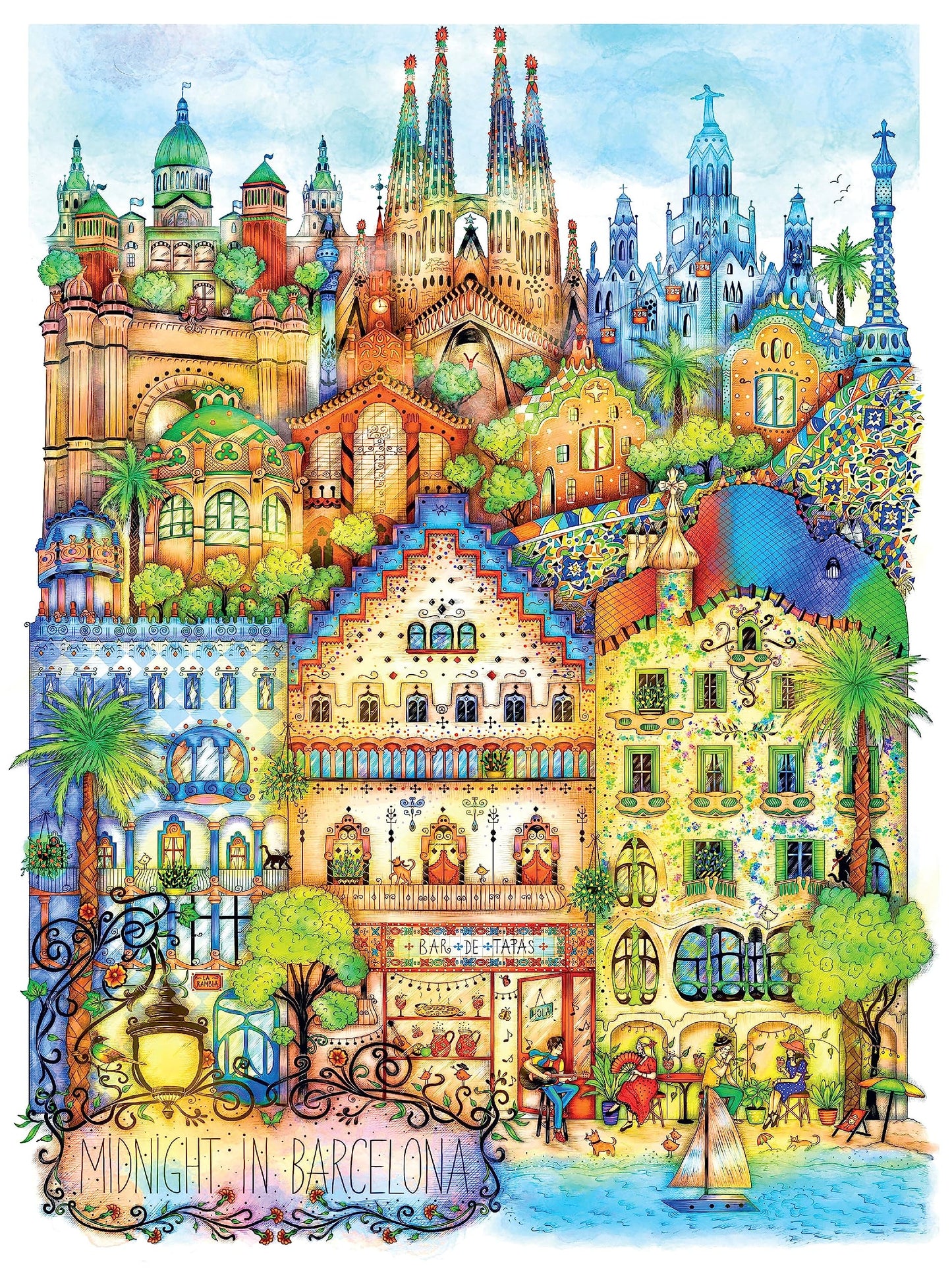 1000 Piece Puzzle for mature-themeds Madalina Tantareanu Cities: Barcelona enhanced Blueboard Jigsaw KI Puzzles