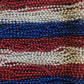 Mardi Gras Beads 33 inch 7mm, 12 Dozen, 144 Pieces, Red, Silver and Blue Patriotic Necklaces with Doubloon