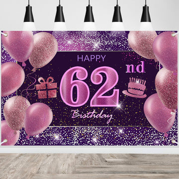 62Nd Birthday Decorations For Girls Imisi Happy Birthday Banner Pink Decorations For A Party Birthday Backdrop For Women