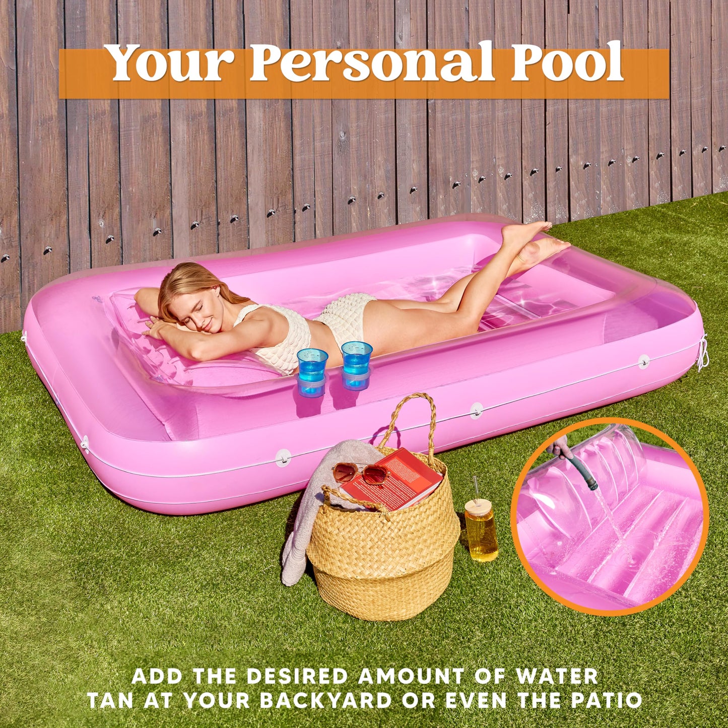 Sloosh Inflatable Tanning Pool Lounger Float, 85' X 57' Extra Large Pool Floats Adult With Pillow, 4 In 1 Suntan Tub Raft Floatie,Sunbathing Bed Lounge For Water Blow Up Ball Pit Party Gifts, Xl-Pink