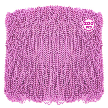 Huskein 200Pcs Mardi Gras Accessories, 33'' Bead Necklace, Mardi Gras Beads, Party Costume Toy Beads Parade Throws Bulk Party Fa