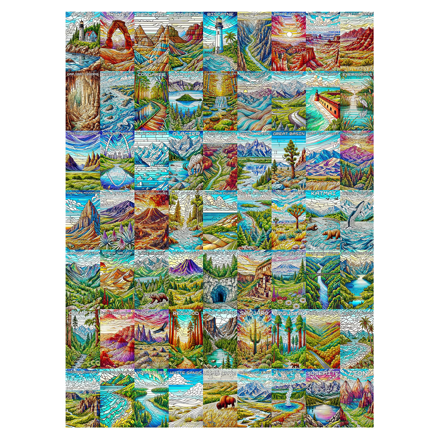 ALL4JIG National Park Glass Style Fun Jigsaw Puzzles for Adults and Kids, 1000 Pieces, Christmas Secret Santa Gift, White Elepha