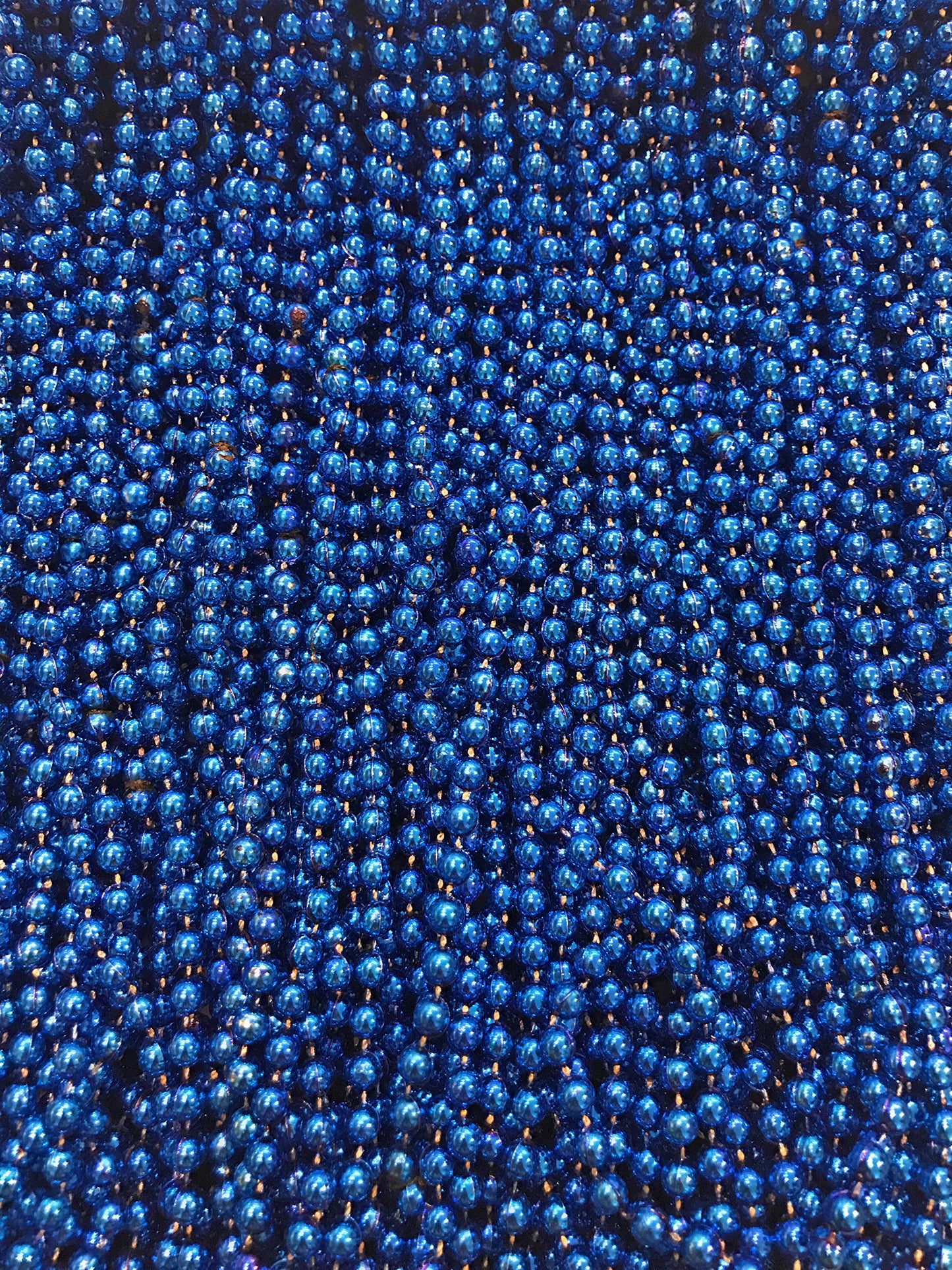 Mardi Gras Beads 33 inch 7mm, 12 Dozen, 144 Pieces, Royal Blue Necklaces with Doubloon