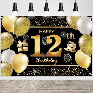 12Th Happy Birthday Banner Birthday Decorations For Men Birthday Party Decorations Birthday Backdrop
