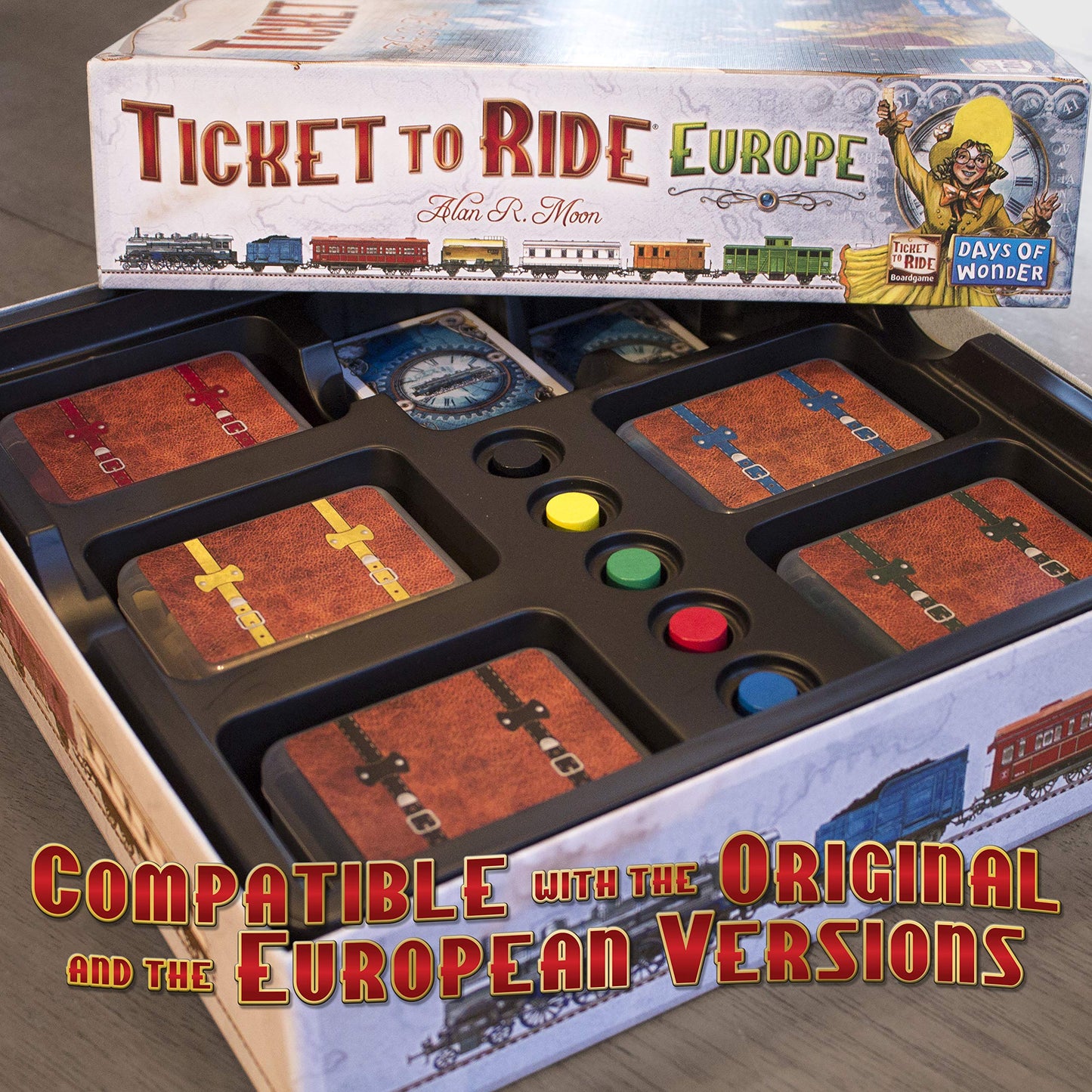 PRODUCT80 BitsBin Storage Cases for Ticket to Ride - 5 Vintage Style Suitcases, Multicolor, Compatible with Original & Europe Versions