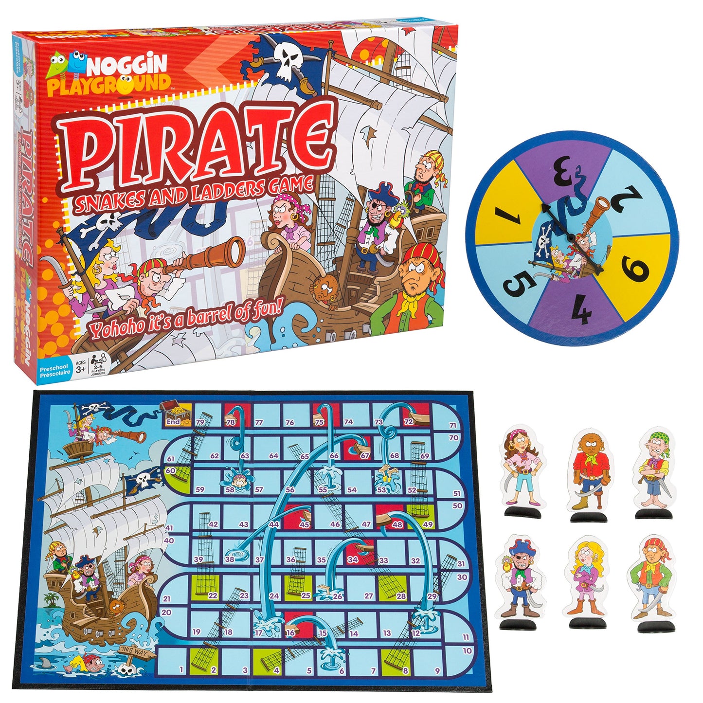 Pirates Snakes And Ladders Preschool Game - No Reading Required - Early Learning Basic Couting Game For Kids Ages 3 And Up - For 2 To 6 Players By Outset