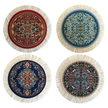 Set Of 4 Round Dollhouse Rugs - Miniature Carpets For Dolls 5'