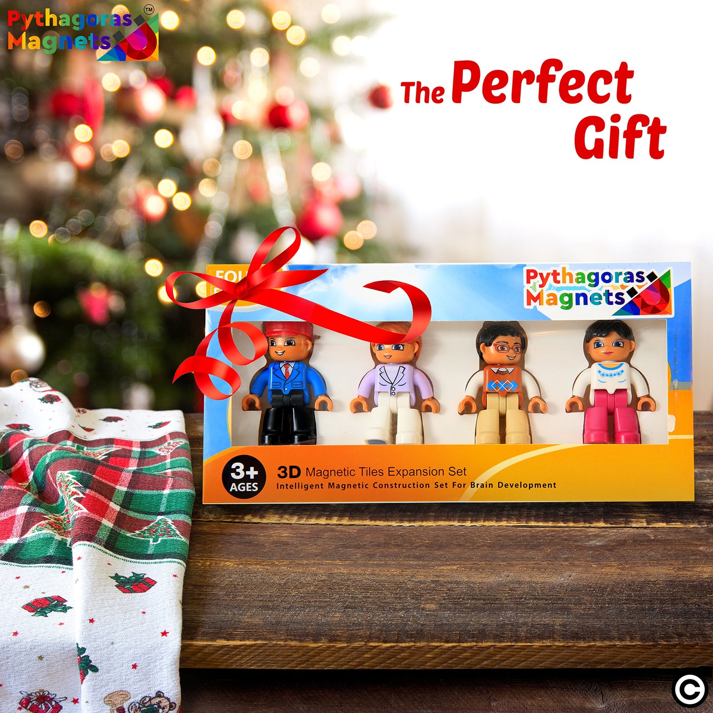 Magnetic Figures Set Of 4-Toddlers Community Action Toy People, Magnetic Tiles Expansion Pack For Boys And Girls - Educational S