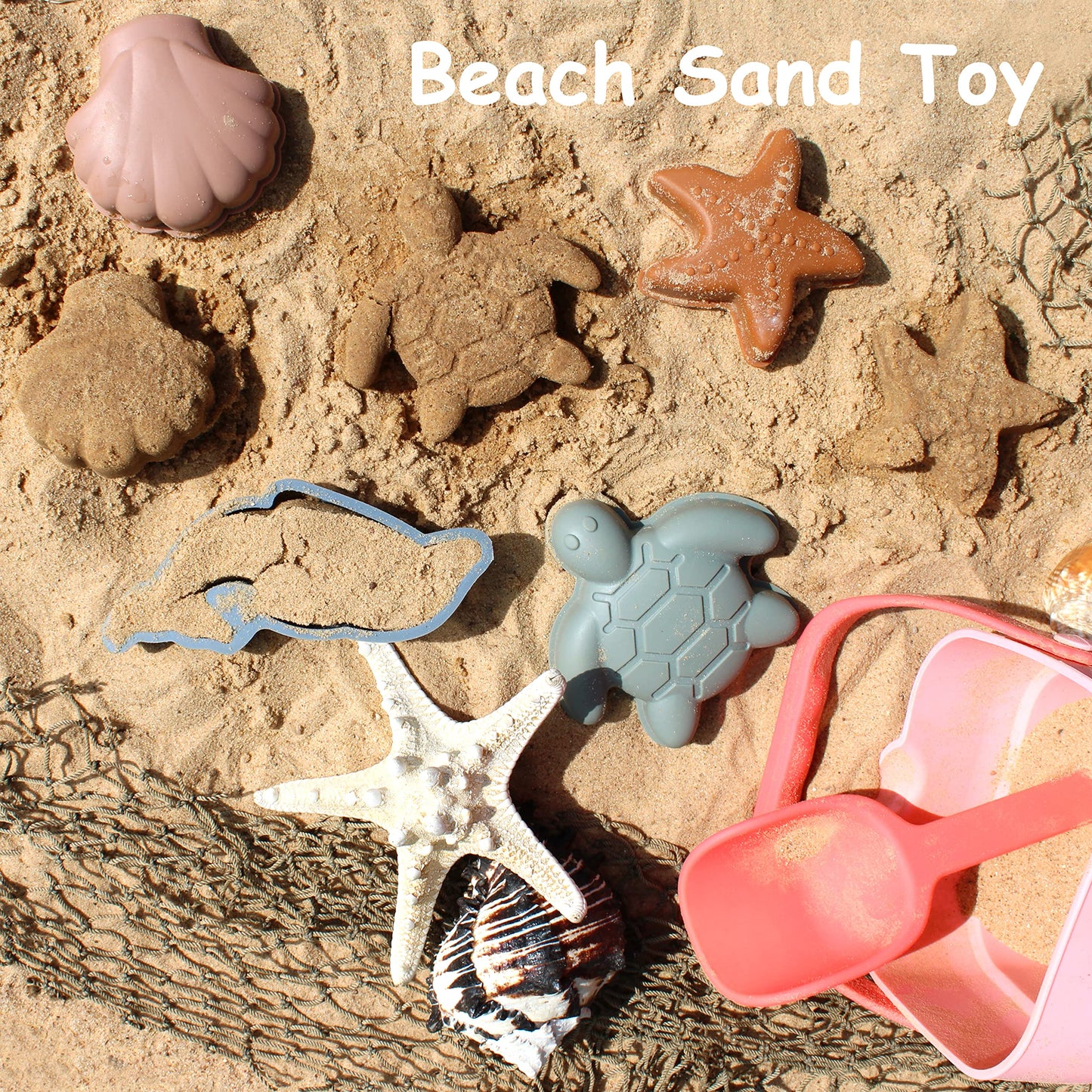Silicone Beach Toy for Kids - Travel Friendly Sand Toy - Building Sand Castles with Collapsible Sand Bucket, Rounded Shovel and