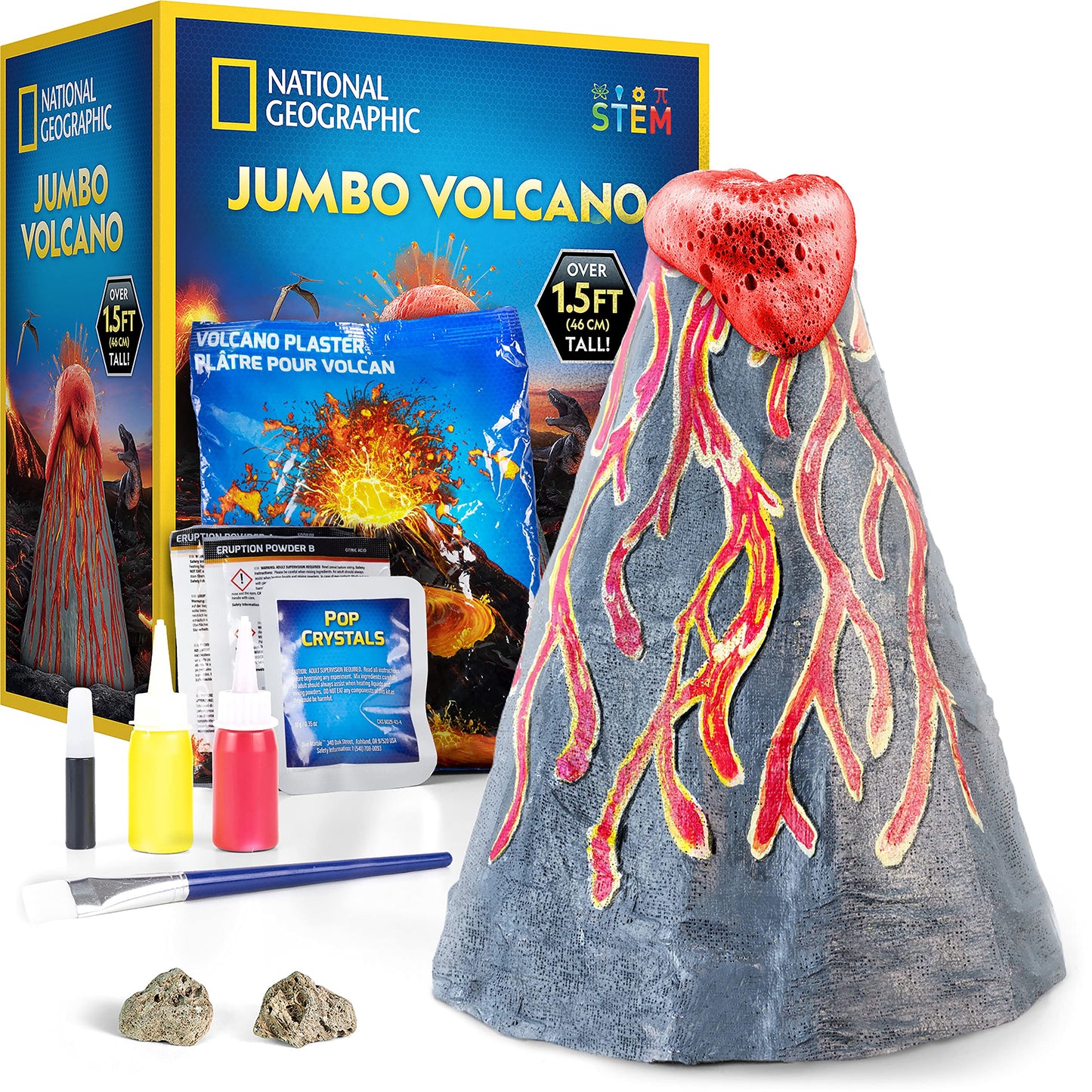 Blue Marble National Geographic Jumbo Volcano Science Kit - 18'' Giant Volcano With Multiple Eruptions, Science Experiments, Sci