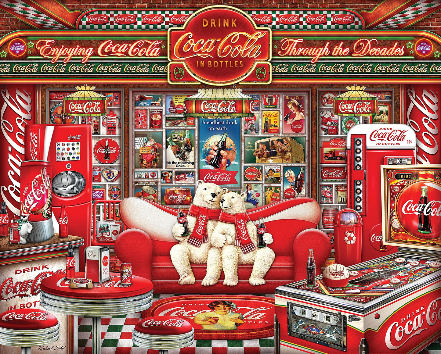 Springbok 1000 Piece Jigsaw Puzzle - Coca Cola Decades, Engineered Wood, Multi Color, Model 33-10880, Made in USA