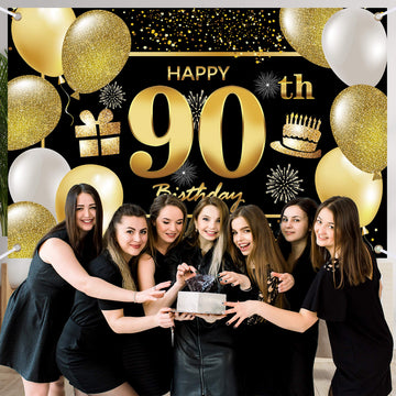 90Th Happy Birthday Banner Birthday Decorations For Men Birthday Party Decorations Birthday Backdrop