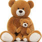 Morismos Giant Teddy Bear Stuffed Animals, Soft Big Mommy And Baby Bear Plush, Large Brown Bear For Boys On Baby Shower Valentine Christmas, 39 Inch