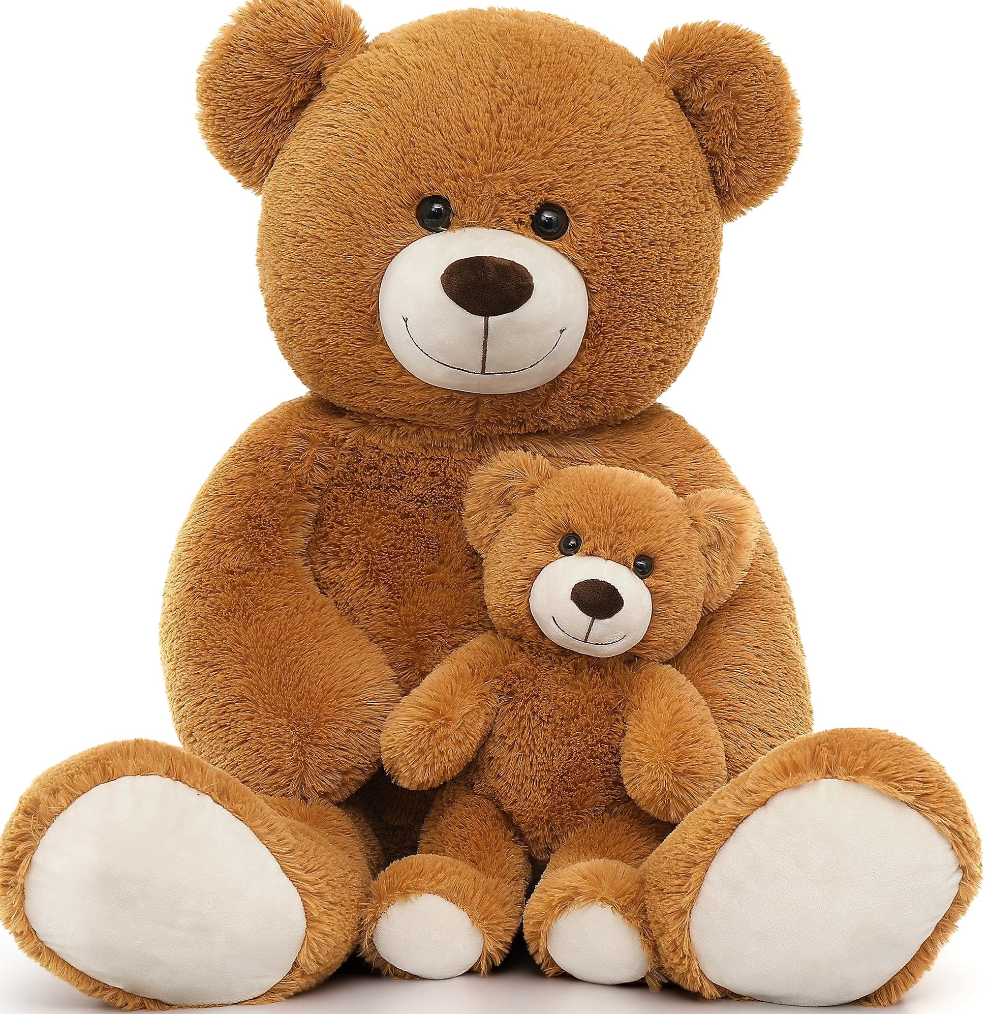 Morismos Giant Teddy Bear Stuffed Animals, Soft Big Mommy And Baby Bear Plush, Large Brown Bear For Boys On Baby Shower Valentine Christmas, 39 Inch