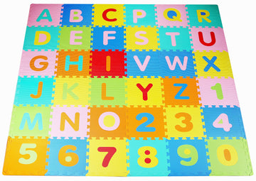 Balancefrom Kid'S Puzzle Exercise Play Mat With Eva Foam Interlocking Tiles, Alphabet (36 Tiles)