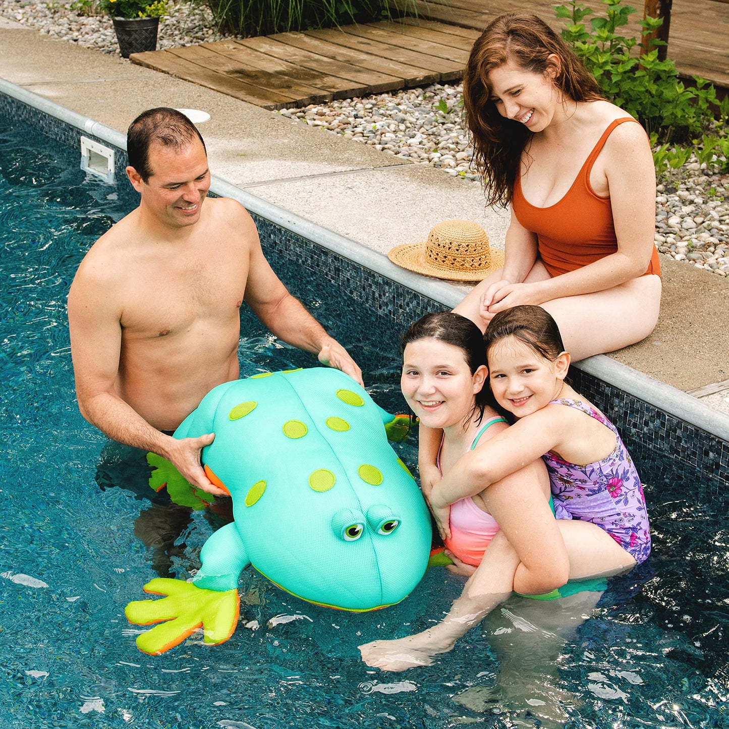 Big Joe Pool Petz Large Frog Float - Quick Draining Fabric, 3ft, Frog Shape, Model 2020FRO2