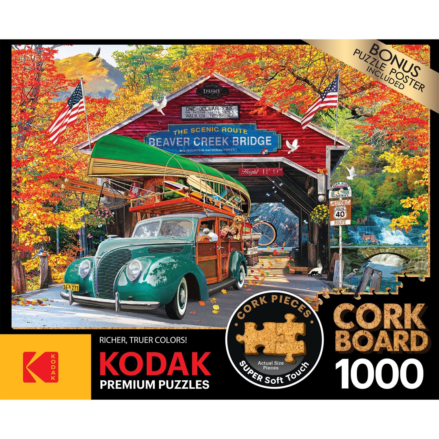 Roseart - Kodak Premium Cork - Covered Bridge - 1000 Piece Jigsaw Puzzle For Adults