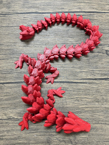 Munnygrubbers - Xl 26' Crystal Dragon Fidget Toy - Heavy Duty - 3D Printed Flexible Articulating Dragon Plastic Collectible Figurine - Surprise Egg Compatible - (Fer Dragon)