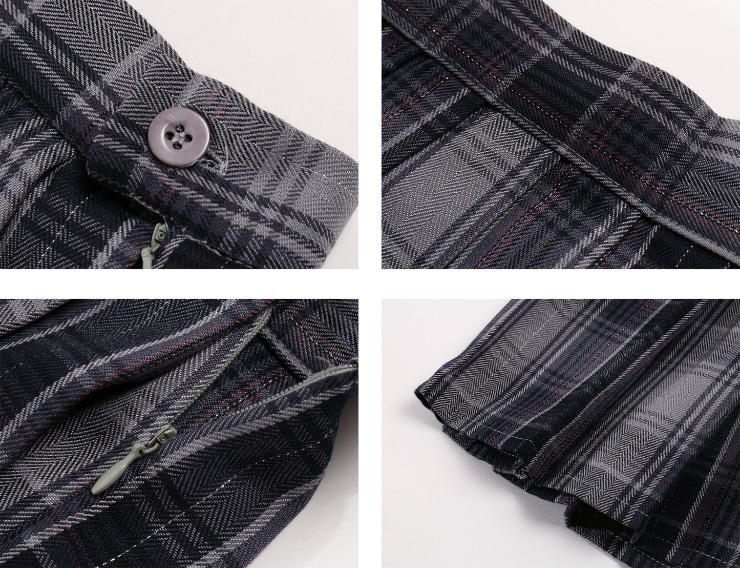 Womens high Waisted Plaid Short A line Skirts Costumes (2XL, Grey Mixed Purple)