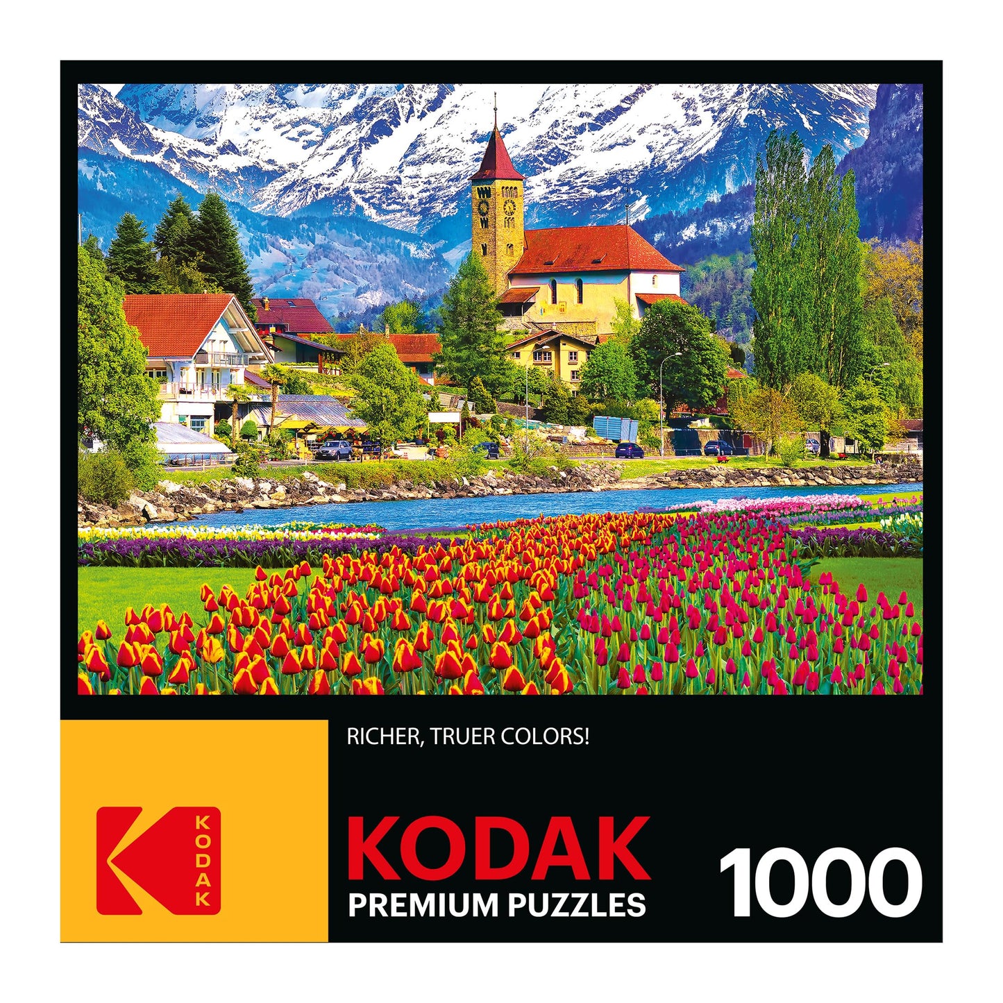 RoseArt 1000 Piece Jigsaw Puzzle - Brienz Town and Flowers, Switzerland - Multi-colored, Paper Material, Model 8700ZZAK