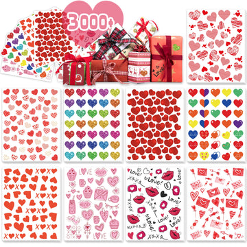 Linaye Valentines Heart Stickers For Kids - 3000Pcs Cute Valentines Day Stickers 72 Sheets Love Stickers For Cards Envelopes Cra