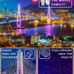 1000 Piece Puzzle for mature-themeds - Vibrant Night Cityscape with Moonlit Bridge  Gift-Ready Box  Letters on Back  8 Jigsaw Puzzle Saver Sheets & Full-Size Poster by GERJATO - Ideal Gift for Loved Ones