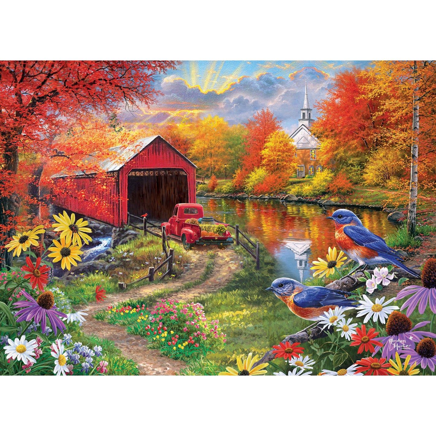 RoseArt - Abraham Hunter - Over The River- 1000 Piece mature-themed Jigsaw Puzzle