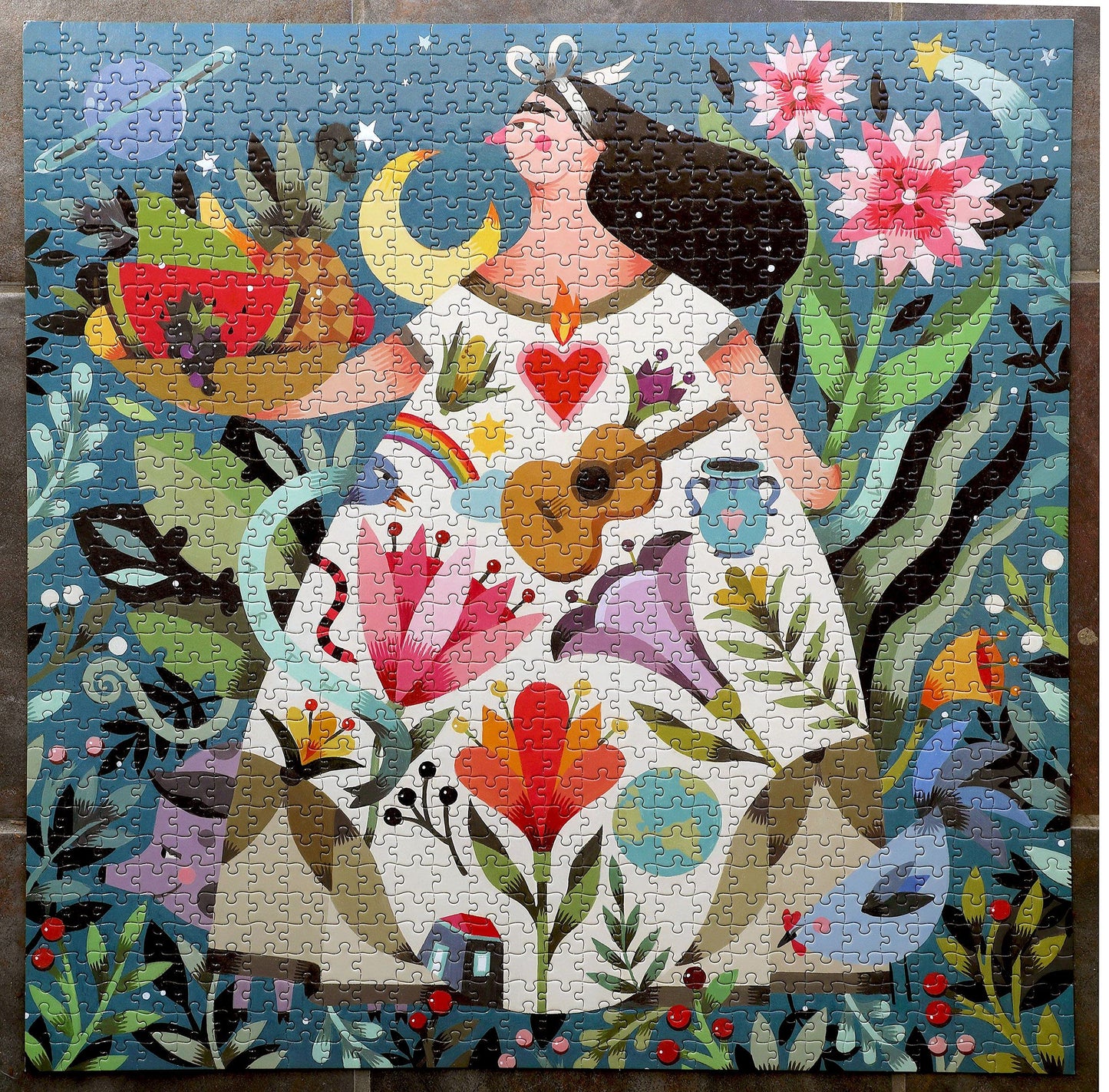eeBoo: Piece and Love Mother Earth 1000 Piece Square mature-themed Jigsaw Puzzle  Puzzle for mature-themeds and Families  Glossy  Sturdy Pieces and Minimal Puzzle Dust