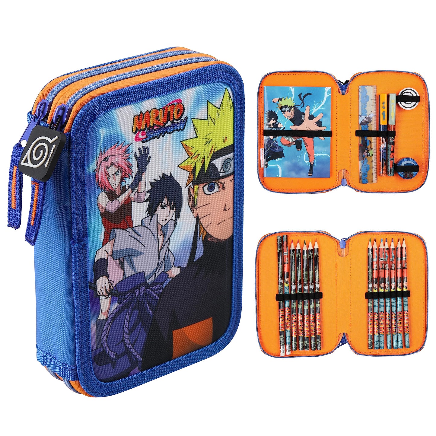 Naruto Pencil Case With Stationery Included School Supplies Filled Large Pencil Case 2 Compartments Colouring Pencils Mini Noteb
