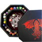 Fantasydice-Cthulhu Tome-RED- Dice Tray - 8'' Octagon with Lid and Dice Staging Area- Holds 5 Sets(7 Dice Set/Standard) for All