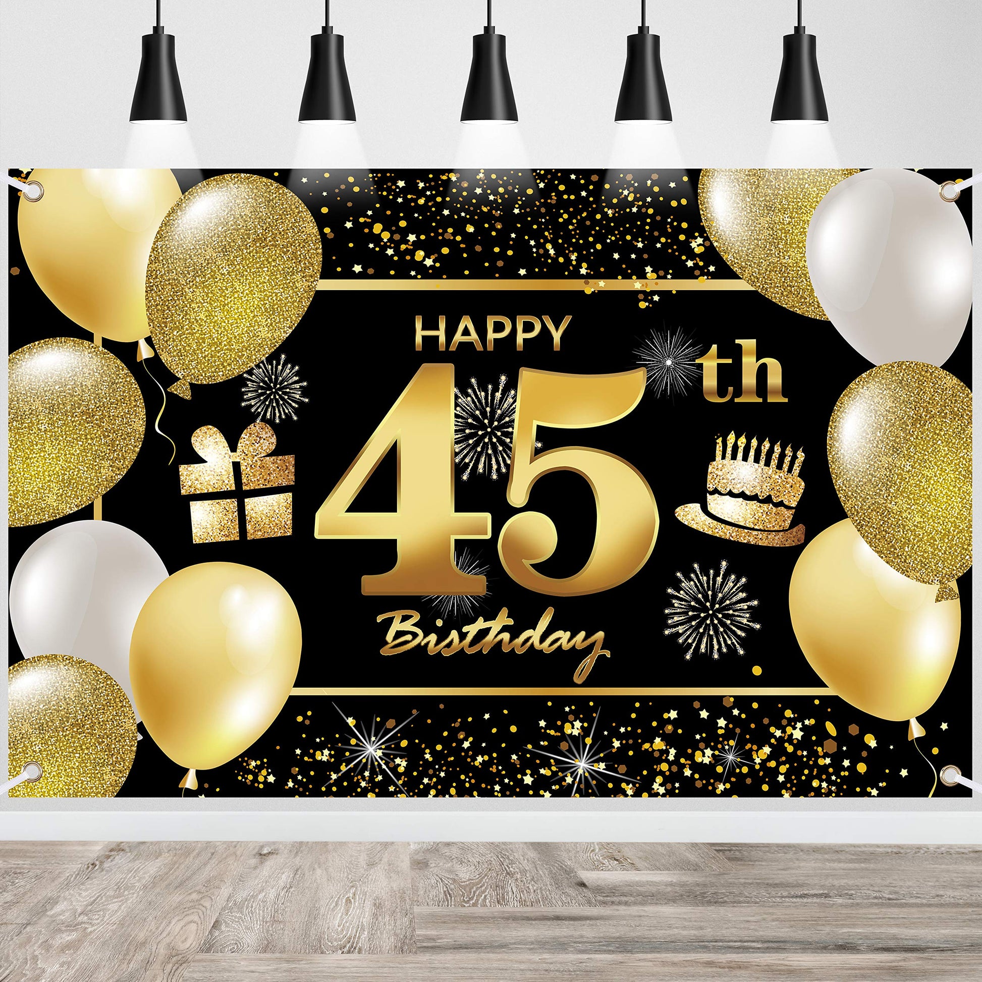 45Th Happy Birthday Banner Birthday Decorations For Men Birthday Party Decorations Birthday Backdrop