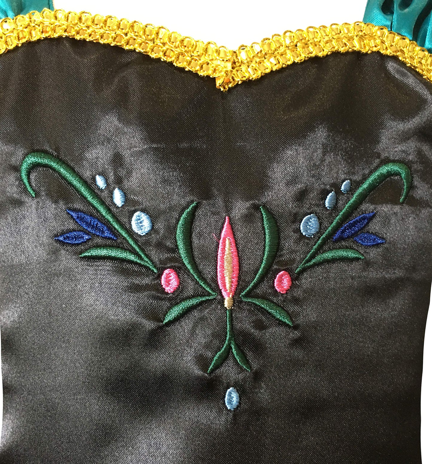 Cokos Box Princess Costumes For Girls Birthday Party Halloween Cosplay Christmas Dress Up Coronation Dress Necklace Accessories Set, Olive, 7-8 Years