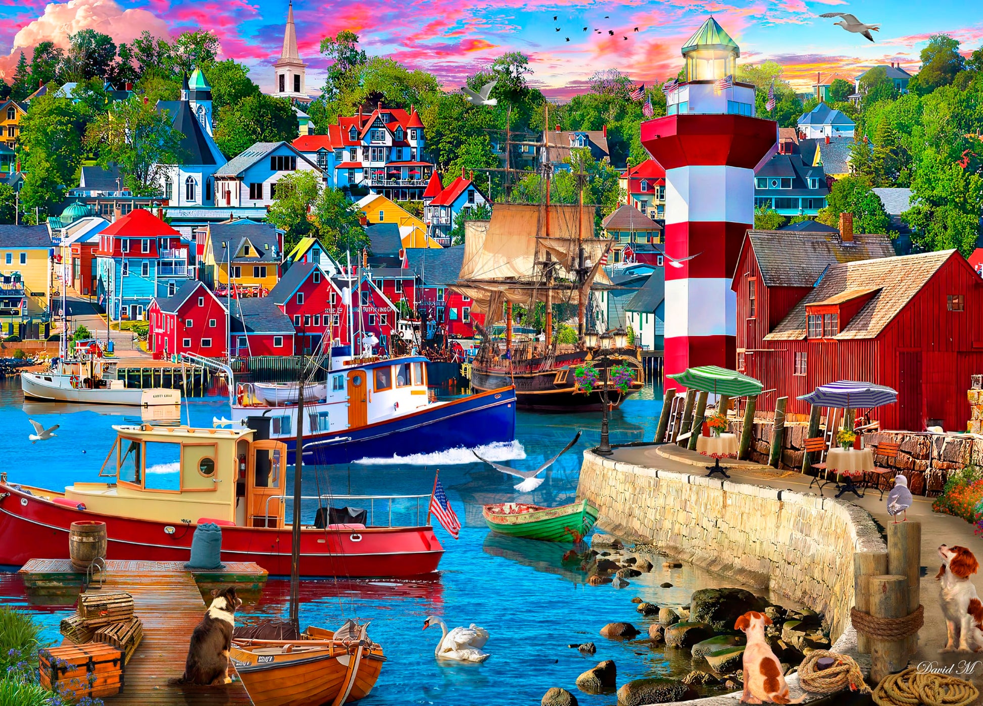 Ceaco - David Maclean - Lighthouse Harbor - 1000 Piece Jigsaw Puzzle