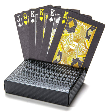 Kalifano Luxury Black-Gold Foil Playing Cards - Elegant Waterproof Cool Deck Of Cards With Uses From Magic To Poker - Perfect Fo